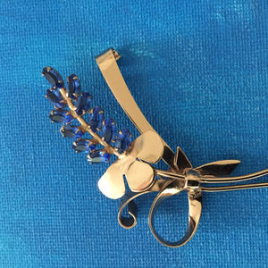 sterling and blue stone vintage pin